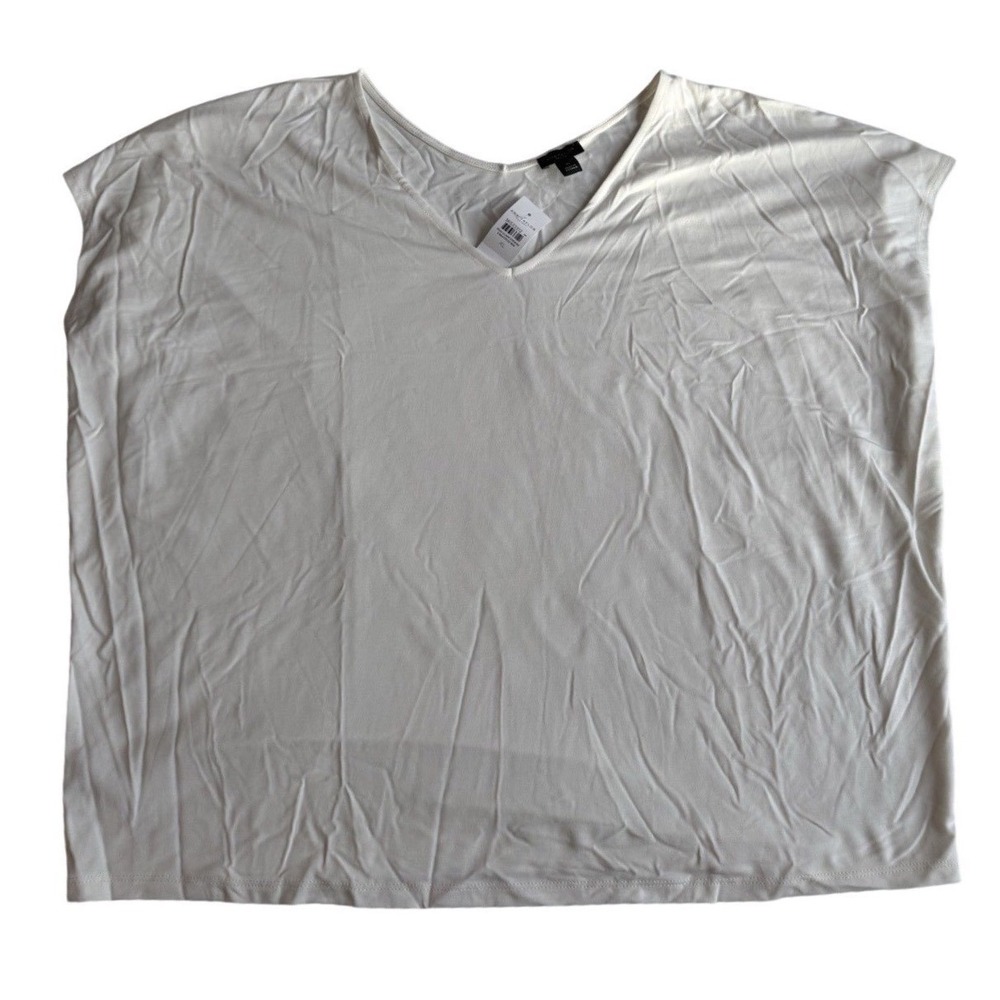 Ann Taylor Factory Women's Flowy Top Size‎ X-Large V Neck Cream Shirt
